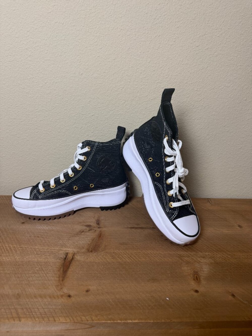 Rare Custom Converse Platform High Top Sneakers Black Brocade Size 7.5 NEW